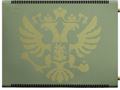 Радиатор Sereno SLK-S в:64,5 х д:85 х г:7,5 см RAL6021 BP - боковое правое (3/4") Герб Золотой